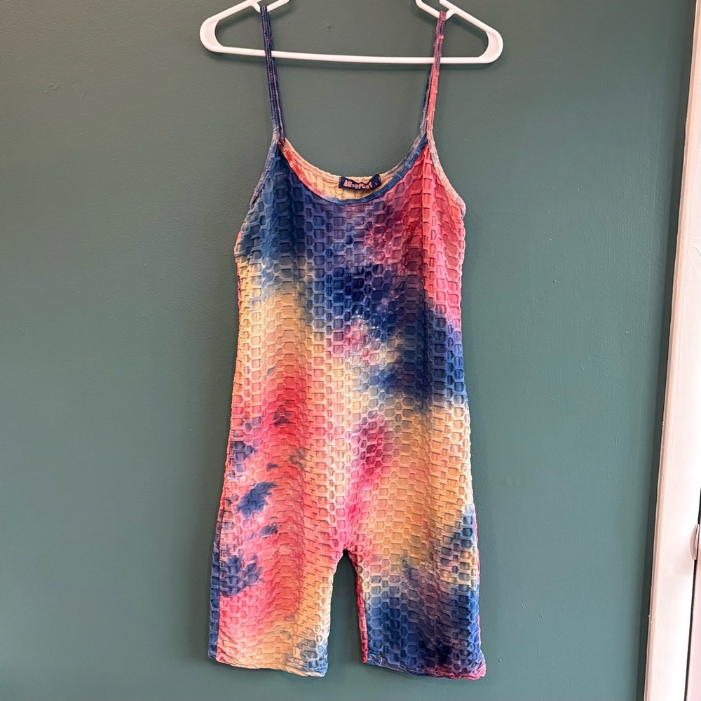 AQ-Sport Tie Dye Honeycomb Textured Bodycon Romper size L